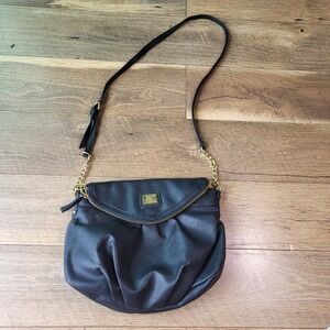 Juicy by Juicy Couture Black Pebbled Crossbody Bag Gold Hardware Foldover Flap